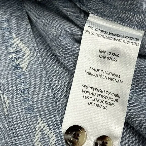 Travis Mathew Blue Gray Diamond Print Short Sleeve Button Down Shirt Men’s XL - Picture 7 of 8